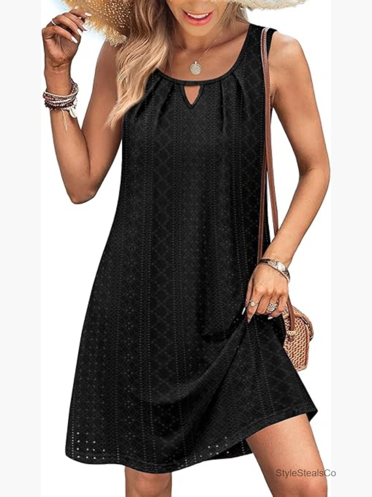 Sleeveless Loose Beach Vacation Dress With Pockets